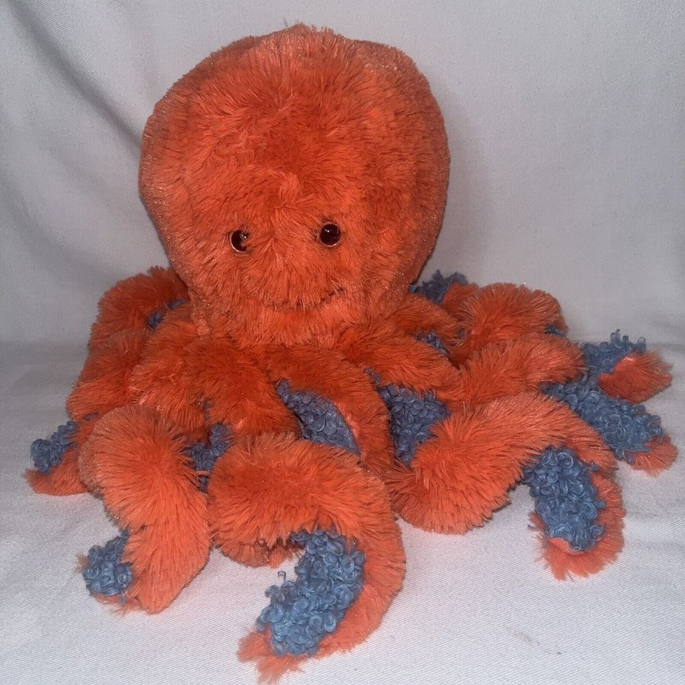 Manhattan Toy Co  Octopus Aqua Blue Coral Orange Tentacles Very Soft Clean Plush